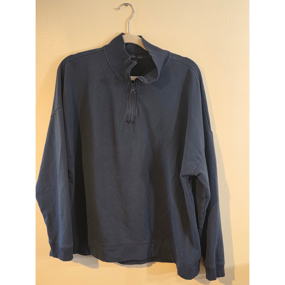 Barefoot Dreams Malibu Collection Quarter Zip Sweatshirt Navy Blue 1X BDWMC21542